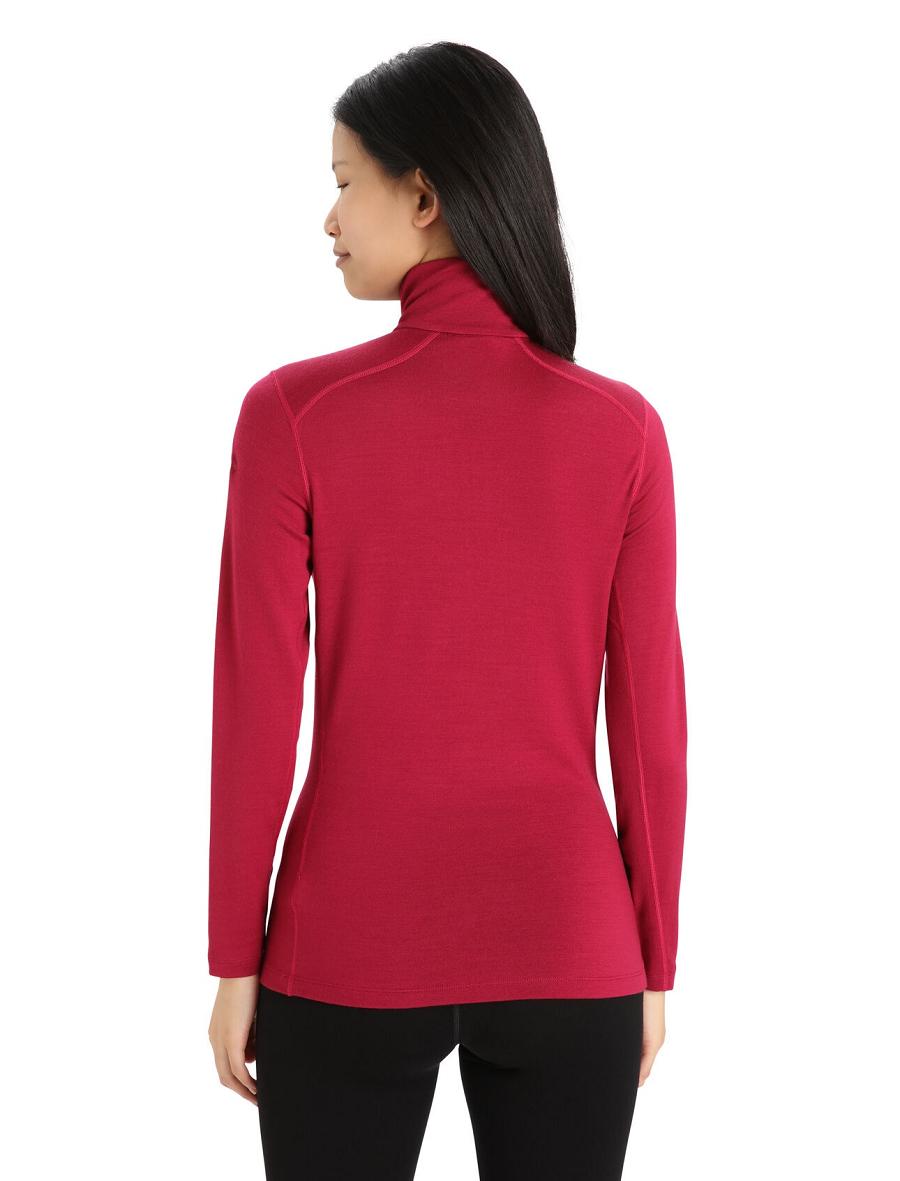 Base Layers Icebreaker Merino 260 Tech Long Sleeve Half Zip Thermal Top Femme Rose | FR 1913SGLO